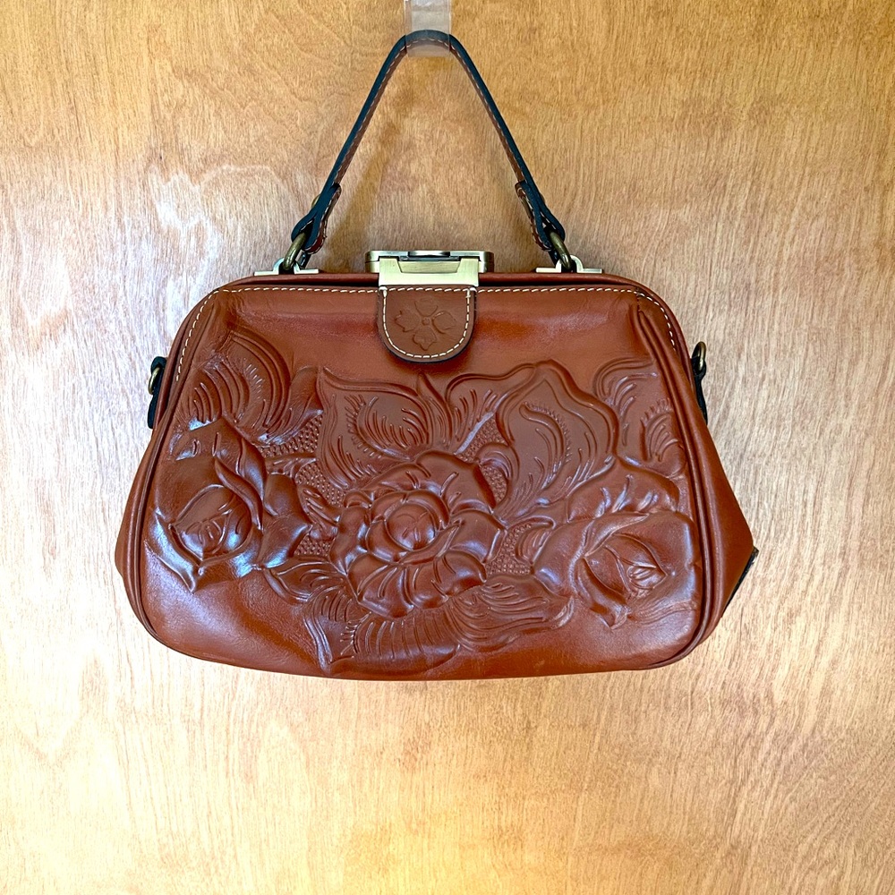 Beautiful brown embossed leather Patricia Nash bag